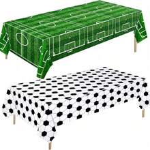 1pc/2pcs/3pcs Football Tablecloth, Football Tablecloth Set, Sports Theme Style Tablecloth, Waterproof, Oil-Proof, Stain-Resistant Disposable Rectangular Tablecloth, Suitable For Sports Theme Party Birthday Supplies And Decoration - Color: Random - View 3