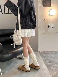 1 Pair White Pure Fresh Style Women's Mid-Calf Socks, Cute Daily Wear Fashion - White - View 4