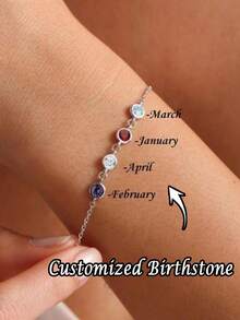 1pc Family Birth Month Bracelet, Bracelet For Mom, Customized Family Birth Jewelry, Christmas Gift For Mom, Customized Bracelet, Jewelry For Women, Customized Gift, Back To School Gift - Multicolor - View 2
