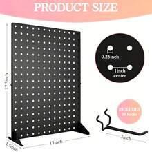 Pegboard Display Rack Set Of 2 With 24 Hooks, Jewelry & Keyring Retail Stand, Iron Base Stable, Boutique Craft Fair Exhibition Showcase - Black - View 2