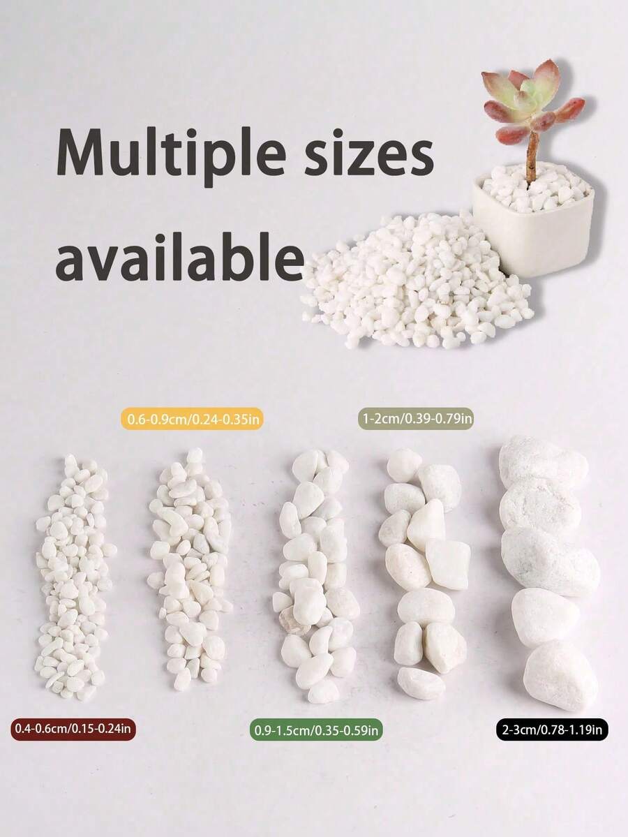 1pc 100/300/500/800g White Pebble Stone For Potted Plants, Succulents, Greenery, Garden, Balcony, Paving, Christmas Tree, Snow-Like Decorative Stone - Multicolor - View 1