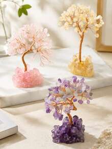 1PC Healing Natural Crystals Stones Money Tree Home Office Desk Living Room Feng Shui Decoration For Luck Home Decor Resin Base K001 - Decoration - View 3
