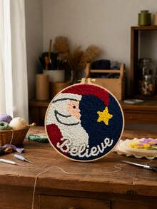 Customized Santa Claus Yarn Loop Art, DIY Punch Needle Embroidery Kit, Customizable Text Handmade Craft, Christmas Decoration, Personalized Wall Hanging Decor, Holiday Gift, Create Your Own DIY Artwork - Multicolor - View 7
