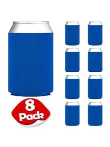 8pcs Blank Beer Can Sleeves, Foldable Reusable Foam Can Holders, Non-Slip Neoprene Can Sleeves, Suitable For Beer, Soda Cans And Other Beverage Bottles - 8pack - View 3