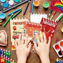Firefighter Theme Spiral Pocket Notebook, Truck Firefighter Pattern Mini Notepad, Multi-Pattern Design Quick Note Book, Birthday Party Supplies Notebook - one-size - View 6