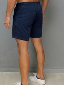 Men's Bermuda Shorts Twill Denim With Elastic Waistband - 藍色 - 查看 2