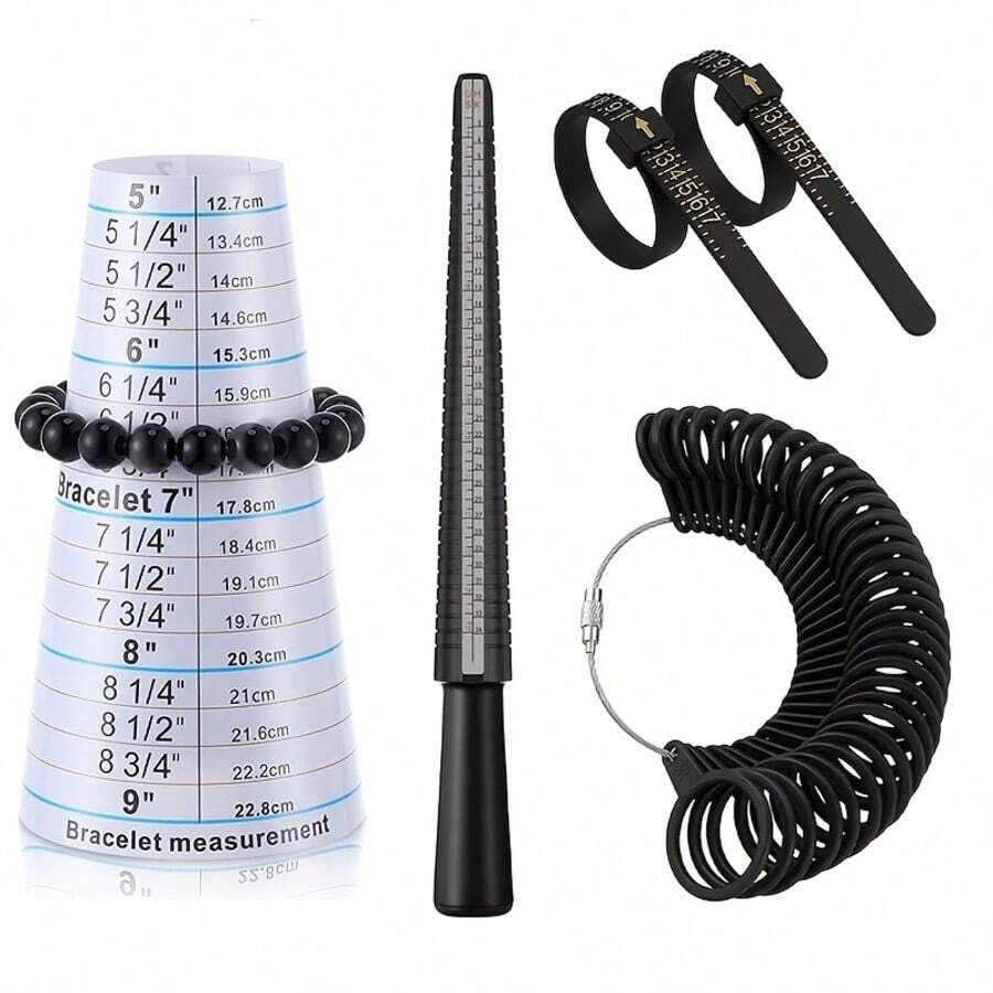 2/5PCS Ring And Bracelet Size Measurement Tool Set, Plastic Ring Sizer, Bracelet Inner Diameter Gauge, Ring Size Ruler, Finger Measuring Tape, Portable Jewelry Making Hand Measurement Tool, Measure Wrist And Finger Size - Multiple Styles - View 1