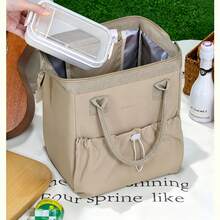 Large Capacity Lunch Tote Bag With Built-In Insulated Liner, Lunch Bag For Office, Students, Picnic, Travel, Camping, Back To School Essential - Multicolor - View 5