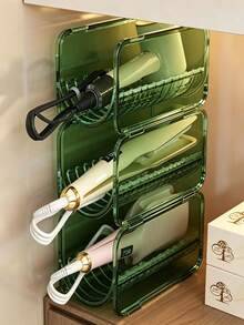 1pc Stackable Transparent Hair Tool Storage Rack, Curling Iron Holder, Hair Dryer Storage Box, Curling Wand Organizer, Item Storage Shelf, Straightening Brush Organizer, Flat Iron Holder, Stackable Design, Countertop Style, Suitable For Bathroom, Countertop, Vanity, Washbasin, Toilet, Entryway, Practical Storage Shelf - Multicolor - View 3