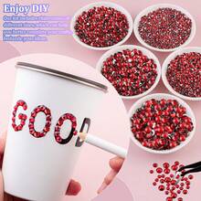 1 Box Red Resin Rhinestone Set, Multi-Size Black Rhinestones With Pickup Pen And Tweezers, Suitable For DIY Nail Art, Halloween And Party Decoration - B - View 2