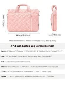 TECOOL 360度保護筆電攜行包，相容 MacBook Pro 15/16、Air 15 M2、14-17.3 吋 HP 筆電及其他品牌筆電，輕量女款筆電包，附肩背帶、口袋、提把，黑色、粉色 - 查看 14