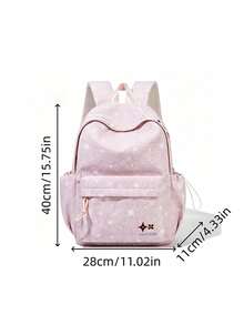 Sweet Star Pattern Backpack, Lightweight And Durable Oxford Fabric School Bag, Simple And Versatile For Campus Students Commuting And Travel - Multicolor - View 2