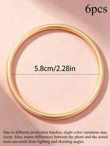 1 buah/2 buah/3 buah/6 buah Gelang Paduan Tembaga Minimalis untuk Anak Perempuan, Perhiasan Sederhana yang Dapat Ditumpuk untuk Remaja, Pemakaian Sehari-hari, Hadiah Kembali ke Sekolah - Yellow Gold - View 17