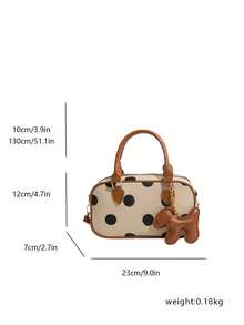 2026 Autumn Fashion Polka Dot Women's Handbag, Commuter Versatile Niche Design Large Capacity Bowling Bag - Khaki - View 3