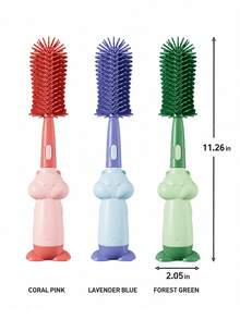 1pc Multifunctional Silicone Cleaning Brush Set, 3-In-1 Cup & Baby Bottle Brush, Handheld Soft Bristle Brush Household Cleaning Tool - Multicolor - View 2