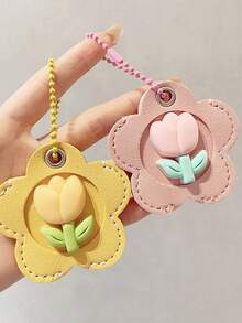 1 buah Gantungan Kunci Tulip, Gantungan Kunci Kulit PU Elegan, Tempat Penyimpanan dan Pelindung Kunci Rumah - Tas Kunci Wanita, Aksesori Gantungan Kunci Lembut, Cocok untuk Wanita dan Anak Perempuan, Hadiah Kecil Halloween dan Natal - View 3