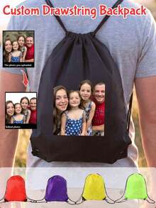 1pc Customizable Logo Drawstring Backpack, Personalized Photo Drawstring Bag, Lightweight Drawstring Bag, Drawstring Gym Bag, Swimming Bag, Beach Bag, Suitable For Outdoor/Hiking/Sports, Back To School Sports Backpack, Ideal Gift For Him/Her - Multicolor - View 7