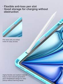 Solid Color Y-Fold Flat Tablet Case Compatible With Ipad 11(A16 2025) Protective Multi-Angle Stand With Pencil Slot, Acrylic Back Cover & Magnetic Auto Sleep/Wake, With 10th Generation 2022 Comes 7th 8th 9th Gen (10.2-Inch) PU Artificial Leather Light Blue - Baby Blue - View 9