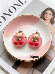 10/20/100pcs Transparent Resin Fruit & Animal Cream Glue Charms, DIY Handmade Keychain Pendants, Bag Charms, Accessories, Decor - Multicolor - View 13