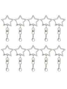 30/50PCS Star-Shaped Keychain Clips, 4 Colors Star-Shaped Lobster Clasp, Alloy Lobster Claw Clasp With Rotating Hook Ring And Spring Gate Ring, Suitable For DIY Crafts, Keychain Making And Key Ring Making - Star + Lobster Clasp - View 2