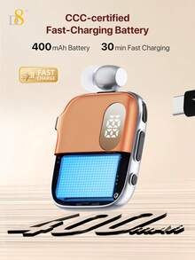 D8 Fashion Wireless Clip-On Retractable Earphones With LED Digital Display Real-Time Battery Level, One-Click Automatic Earphone Cable Storage, 400mAh Large Capacity Battery, Up To 90 Hours Ultra-Long Battery Life, Smooth Hands-Free Calling - View 8