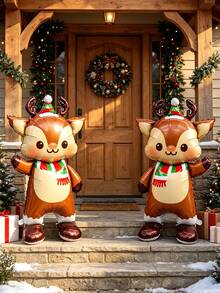 1pc Standing Christmas Scarf Reindeer Balloon, Smiling Waving Reindeer Foil Balloon, Suitable For Christmas Party, Holiday Party, Winter Theme Birthday Decoration, Reindeer Theme, Christmas Atmosphere Decoration, Christmas Garden Decoration, New Year, Christmas Eve, Photo Props - Multicolor - View 7