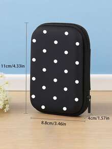 New Polka Dot Pattern EVA Hard Shell 4.3 Inch Compact Storage Box - Durable Travel Protective Storage Bag, Suitable For Electronic Accessories, Earphones, Hard Drives And Data Cables; Anti-Drop Zipper Pouch, Vacation Essential, Travel Essential, Teacher's Day Gift For Teachers, Christmas Gift - Multicolor - View 3