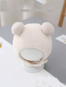 1/2pcs Baby Cute Bear Ear Fleece Hat, Soft Textured Warm Ear Protection Hat For Autumn/Winter, With Tie Knot, Cold-Proof Knitted Hat For Daily Wear - Multicolor - View 5