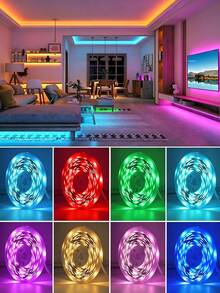 RGB LED Light Strip, Color Changing Adjustable, With Remote Control, USB Powered, Flexible Design, Suitable For Living Room, Bedroom, Party, Holiday, Halloween, Christmas Decoration - Multicolor - View 5