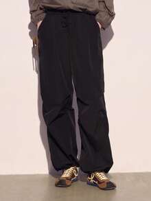 CAMEL CROWN Women's Spring/Summer Cool-Touch Quick-Dry Parachute Pants, Versatile High-Waist Straight-Leg Casual Long Pants - Phantom Black - View 1
