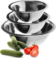 3-Piece Stainless Steel Mixing Bowl Set In Various Sizes, Stackable, Ideal For Preparing Salads, Baking, And Mixing – An Essential Accessory For Every Kitchen - Silver - View 8