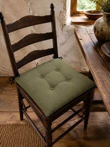 4-Piece Premium Luxury Chair Cushion Set – Soft Filled Comfortable Seat Pads, Non-Slip Base Stylish Design, For Kitchen & Dining Room Chairs - Olive Green - View 3