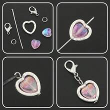 180pcs DIY Keychain Making Parts, Includes 30pcs Lobster Clasps, 30pcs Heart-Shaped Bead Frames, 30pcs Random Mixed Color Heart-Shaped Spacer Beads, 30pcs Flat Head Pins And 60pcs Open Jump Rings, Suitable For DIY Keychains, Bag Charms, Doll Pendants, Keychain Accessories Making Materials, DIY Key Ring Accessories Making - Keychain Accessories - View 4