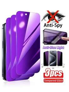 Navigator 3pcs New Anti-Spy Gradient Color Visual Mirror Effect Purple Glossy Anti-Blue Light Full Screen Tempered Glass Screen Protector, Compatible With Phone Cases, Phone Accessories, Compatible With Apple X/XR/11/12/13/14/15/16/17/18/18 Pro/18 Pro Max/Ultra All Series, Suitable For Friends Gathering, Work, Gaming And Other Occasions, Perfect Holiday Gift. - Purple - View 42