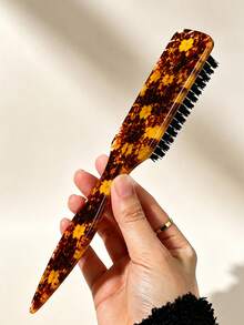 Yellow Plastic Back Brush, Unisex Smooth Back Comb, Plastic Hair Brush/Beard Brush, Styling Comb, Unscented Hairdressing Comb, Edge Control Comb, Wide Ponytail Design With Wide Pointed Tail Back Comb And Detangling Comb, Convenient For Parting, Styling, Polishing And Smoothing Hair, Creating Smooth Frizz-Free Hairstyle, Suitable For Men And Women, Recommended As Christmas Gift - Multicolor - View 3