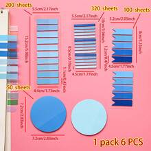 6pcs/Pack Index Tabs Labels PET Semi-Transparent Blue Series Sticky Notes Marker Tabs Student Textbook Record Tabs Reading Book Memo Tabs School Supplies Back To School Supplies Ultra-Thin Index Tabs - one-size - View 11