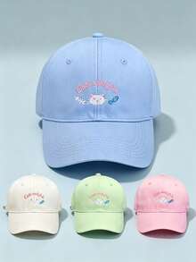 1pc Cute Cat Fish Embroidery Baseball Cap, Adjustable Soft Cotton Dad Hat, Unisex Casual Sun Hat For Girls Outdoor Daily Travel - Multiple Styles - View 2