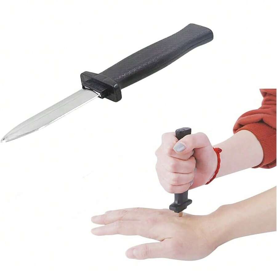 1/2pcs Retractable Fake Prop Knife, Prank Magic Toy, Disappearing Knife With Plastic Blade, Suitable For Halloween, April Fools' Day Jokes - Multicolor - View 1