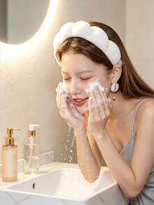 Bestselling Cloud Twist Headband, Made Of Soft Towel Fleece Fabric, Built-In Thickened Sponge For High Crown Effect, Flattering Face Shape And Slimming Look. 3D Cloud Twist Design, Non-Slip And Secure Fit, Comfortable For Long Wear Without Tightness. Perfect For Washing Face, Removing Makeup, Applying Face Masks To Keep Loose Hair Away, Also Suitable For Daily Outfit Decoration, Practical Hair Accessory For Home And Outings. - Multicolor - View 5
