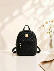 1 chiếc ba lô mini nữ cao cấp chần bông họa tiết kim cương, màu trơn, chất liệu PU, nhẹ, đa năng, dùng đi làm hàng ngày và du lịch - M1546 - Xem 17