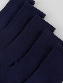 1/5/10 Pairs Pure Dark Blue All-Match Mid-Calf Men's Socks, Breathable & Sweat-Absorbent, Versatile Sports Socks, Business Commuter Socks, Suitable For All Seasons - Navy Blue - View 6