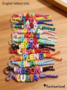 Custom 1pc Handmade Woven Keychain Colorful Acrylic Letter Beads Customizable Letters Birthday Bridesmaid Gift, Personalized Gift, Aesthetic - Multicolor - View 1