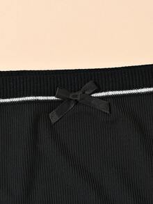 Teowryxou 12 Women's Plus Size Underwear Multicolor Ribbed Milk Silk Skin-Friendly Bow Comfortable Loose Sports Triangle Panties - Black - View 8