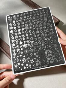 Star Nail Art Print Steel Plate Fine Star Dot Chain Mesh Pattern DIY Nail Transfer Template - Multicolor - View 8