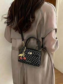 Women's Mini Fashionable Versatile Colorblock Casual Handbag - Black - View 3