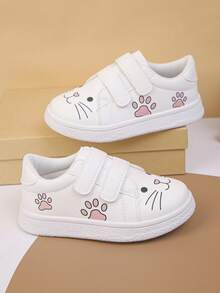 1 Pasang Sepatu Olahraga Anak Unisex dengan Perekat Velcro, Serbaguna, Nyaman, Kasual, Anti Selip, Sol Datar, Cocok untuk Semua Musim - Putih - View 3