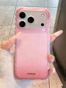 Luxury Candy Color Letter Label Shiny Translucent Phone Case, Suitable Compatible With Iphone 18 Pro Max 18 Pro 17 Pro Max 17 Pro 16 Pro Max 15 14 Pro Max 13 Pro Max 14 Plus 17 Air 12 Pro 11, Soft Glitter Protective Shell - Red - View 4