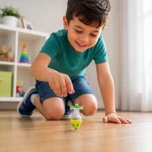 Pião Giroscópio Grande Brinquedo Infantil Brincadeira Criança Pronta - Multicolorido - Visão 4