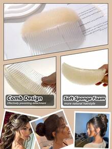 2/1pc Women's Sponge Volumizer Hair Clip,Women Lady Girl Magic Hair Styling Clip Do Beehive Hair Styler Tool Charming Bump It Up Volume Inserts Stick - Multicolor - View 4