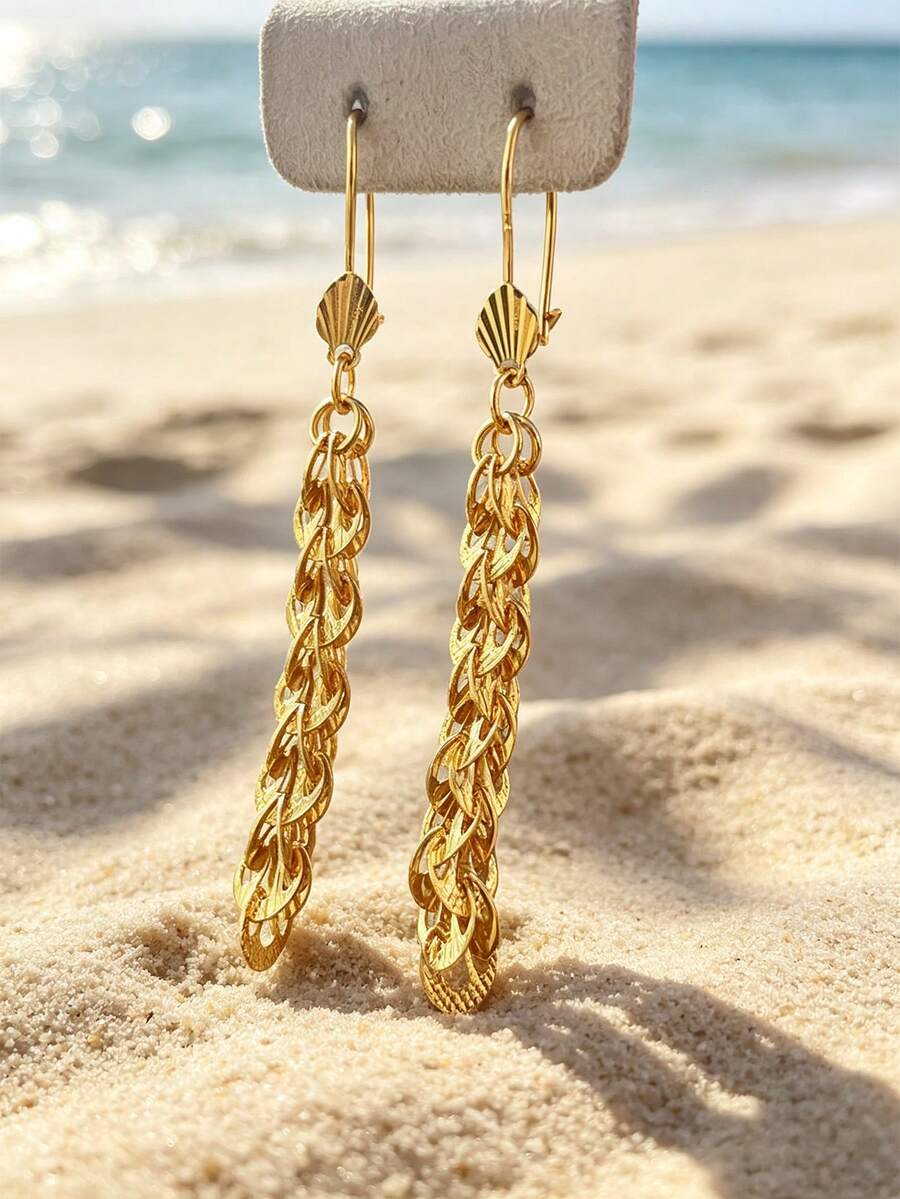 Bohemian Seaside Vacation Style Long Hanging Tassel Earrings Suitable For Women's Daily Commuting, Parties And Banquets